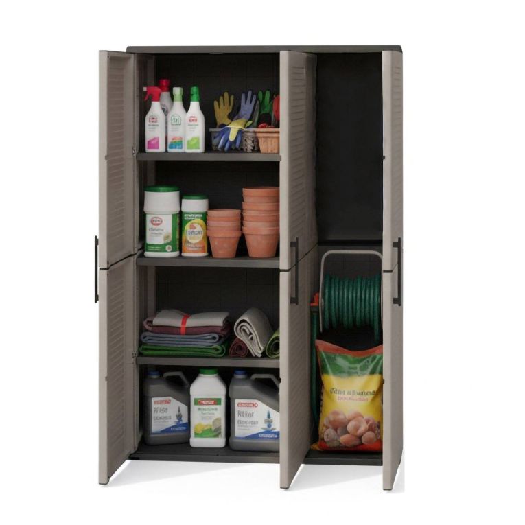 Armadio esterno classico 3 ante grigio e nero 102x163h cm - Amordel