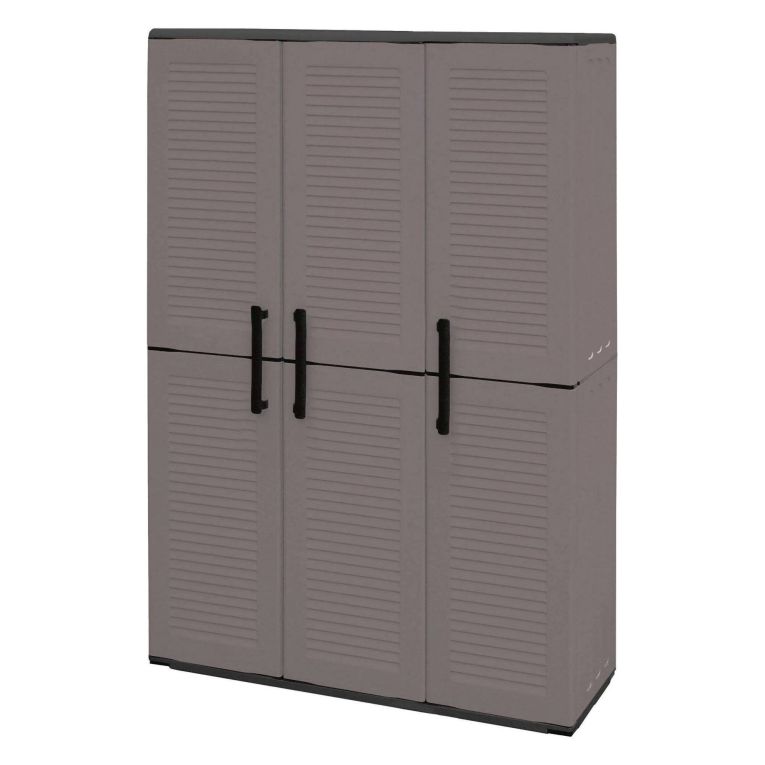 Armadio esterno classico 3 ante grigio e nero 102x163h cm - Amordel
