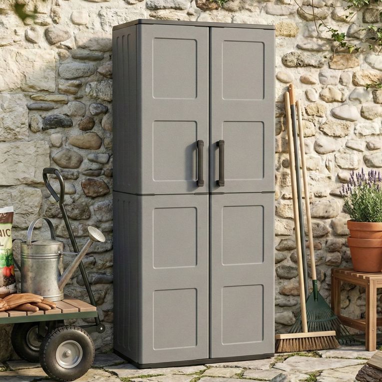 Armadio esterno ripiani regolabili grigio e nero 68x163h cm - Arabel
