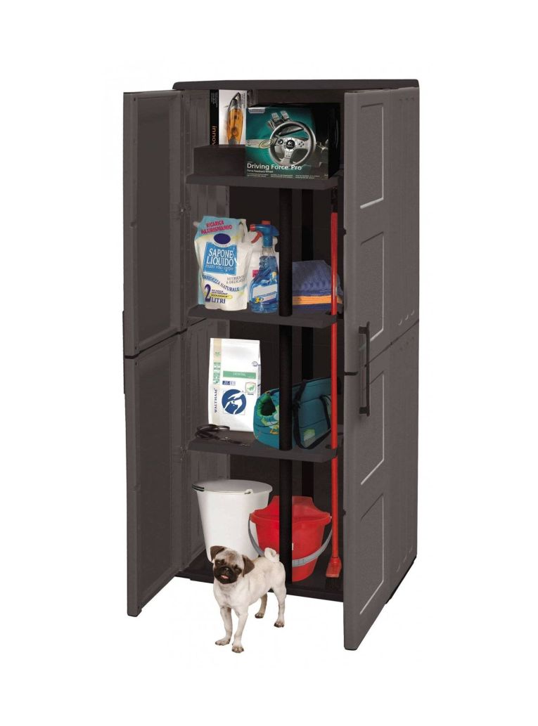 Armadio esterno ripiani regolabili grigio e nero 68x163h cm - Arabel