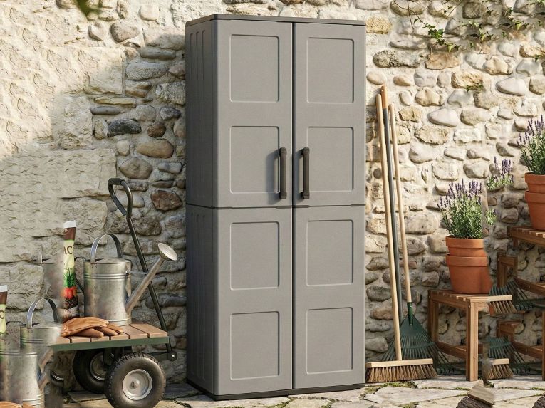 Armadio esterno ripiani regolabili grigio e nero 68x163h cm - Arabel