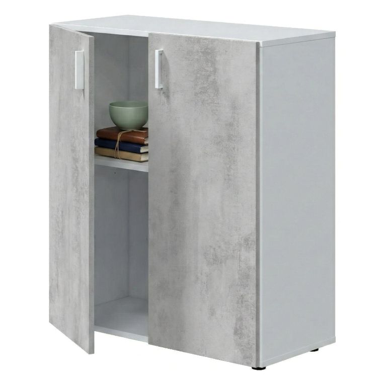 Armadio grigio e bianco 2 ante 80x92h cm - Argento