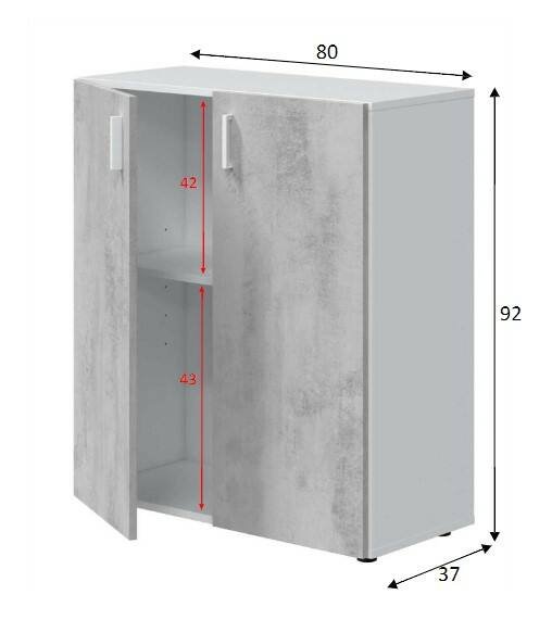 Armadio grigio e bianco 2 ante 80x92h cm - Argento