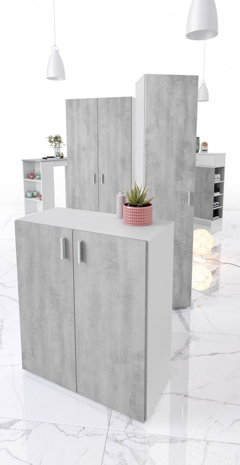 Armadio grigio e bianco 2 ante 80x92h cm - Argento