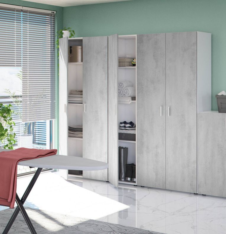 Armadio grigio e bianco slim 41x182h cm - Avlis