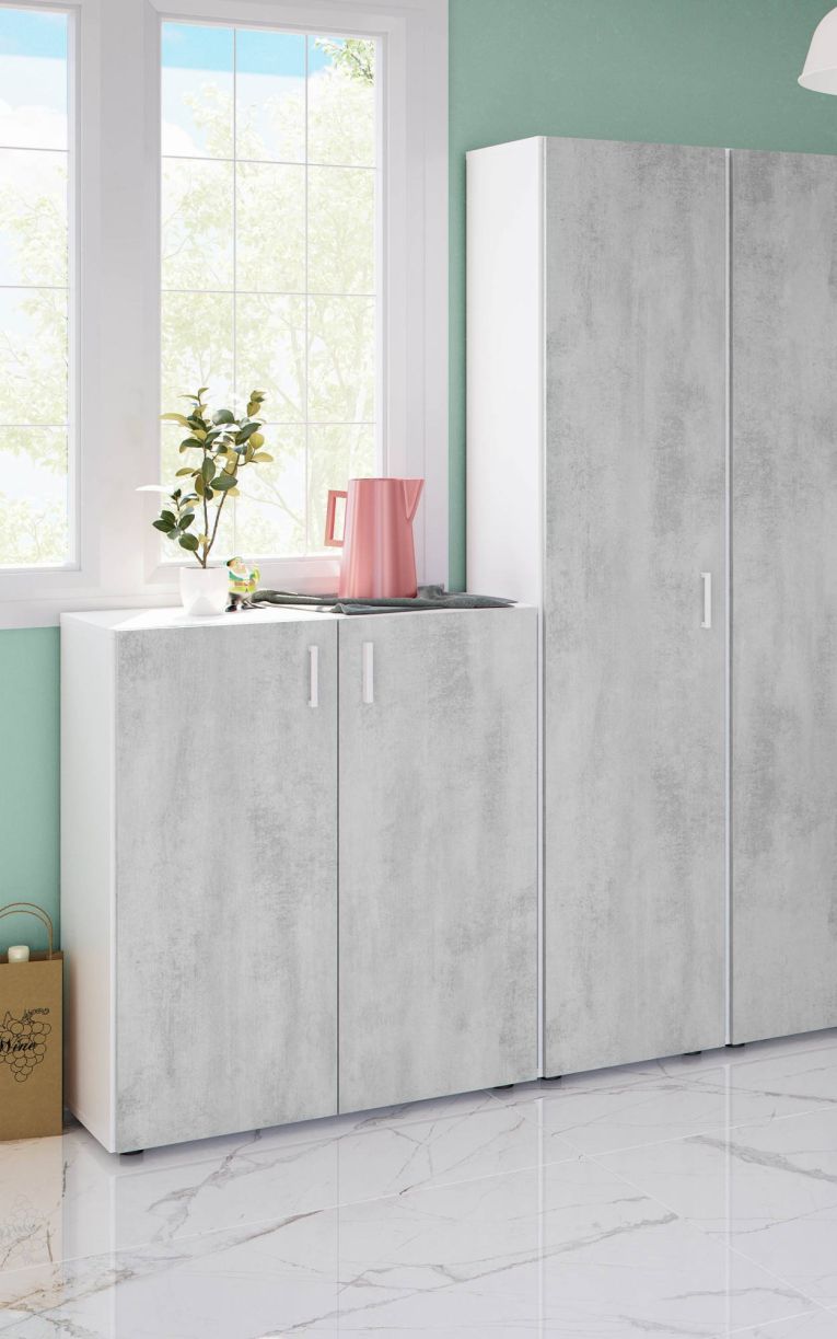 Armadio grigio e bianco slim 41x182h cm - Avlis