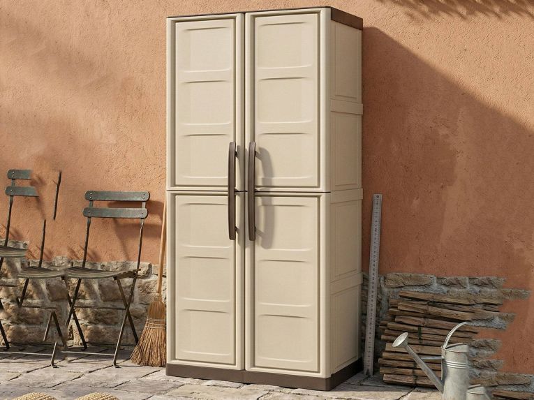 Armadio in plastica 2 ante beige e marrone 70x165h cm - Ipno