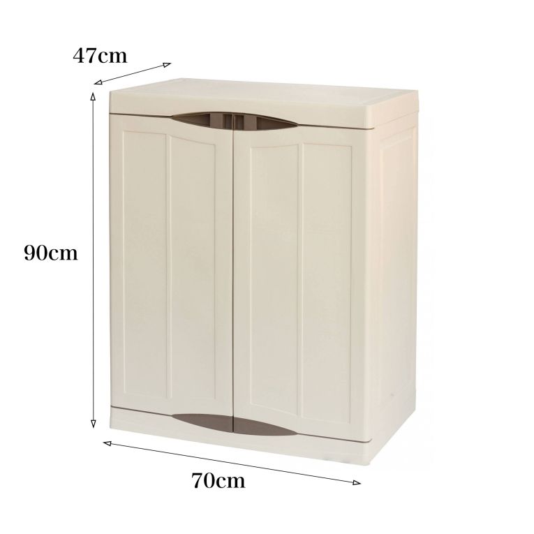 Armadio in plastica 2 ante beige e marrone 70x91h cm - Acira