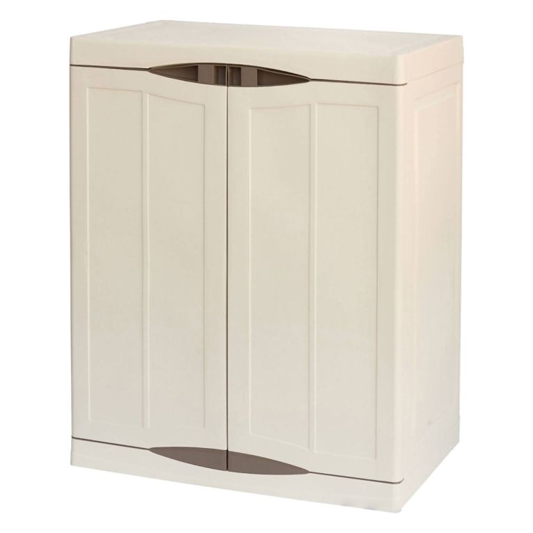 Armadio in plastica 2 ante beige e marrone 70x91h cm - Acira