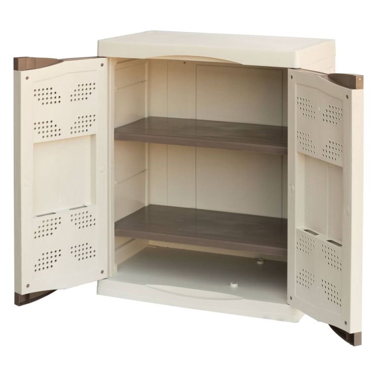 Armadio in plastica 2 ante beige e marrone 70x91h cm - Acira