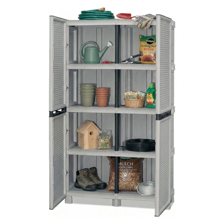 Armadio in plastica 2 ante grigio chiaro 100x172h cm - Allain