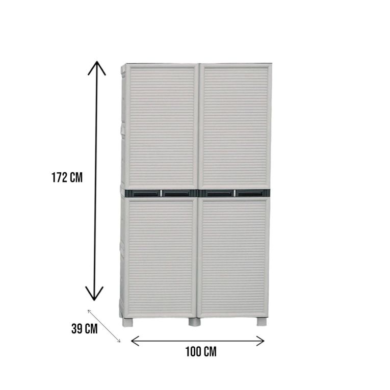 Armadio in plastica 2 ante grigio chiaro 100x172h cm - Allain