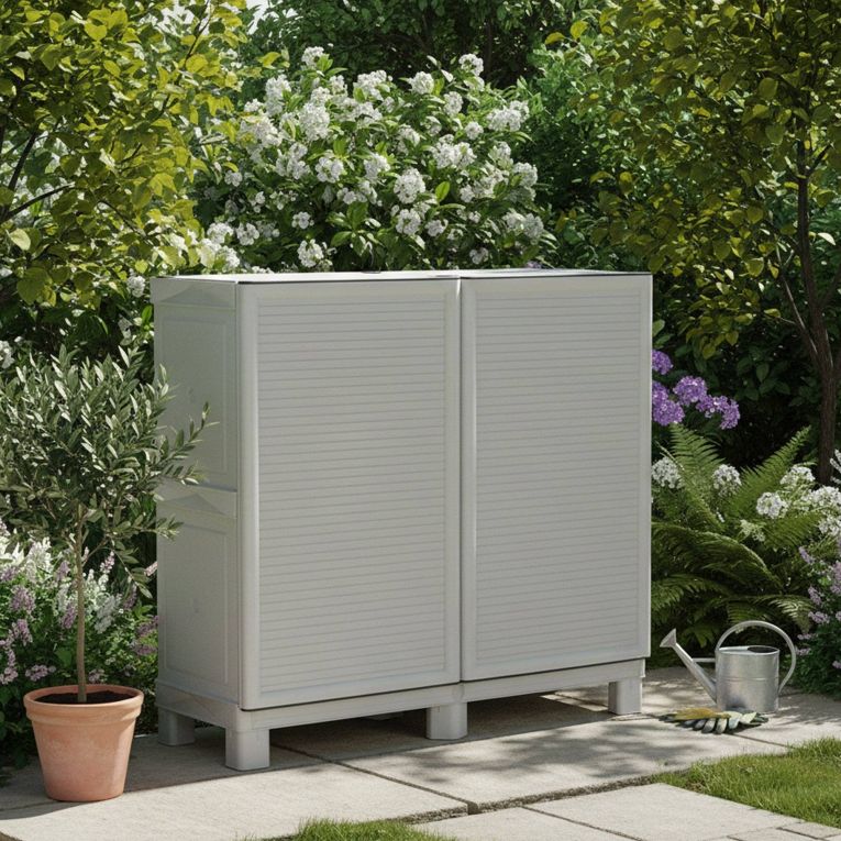 Armadio in plastica 2 ante grigio chiaro 100x92h cm - Arlinda