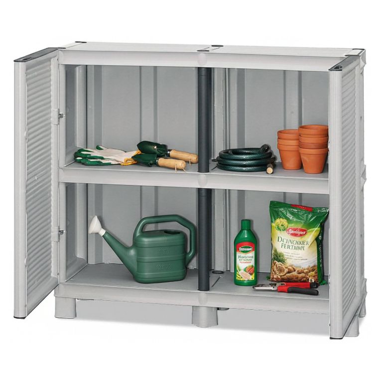 Armadio in plastica 2 ante grigio chiaro 100x92h cm - Arlinda
