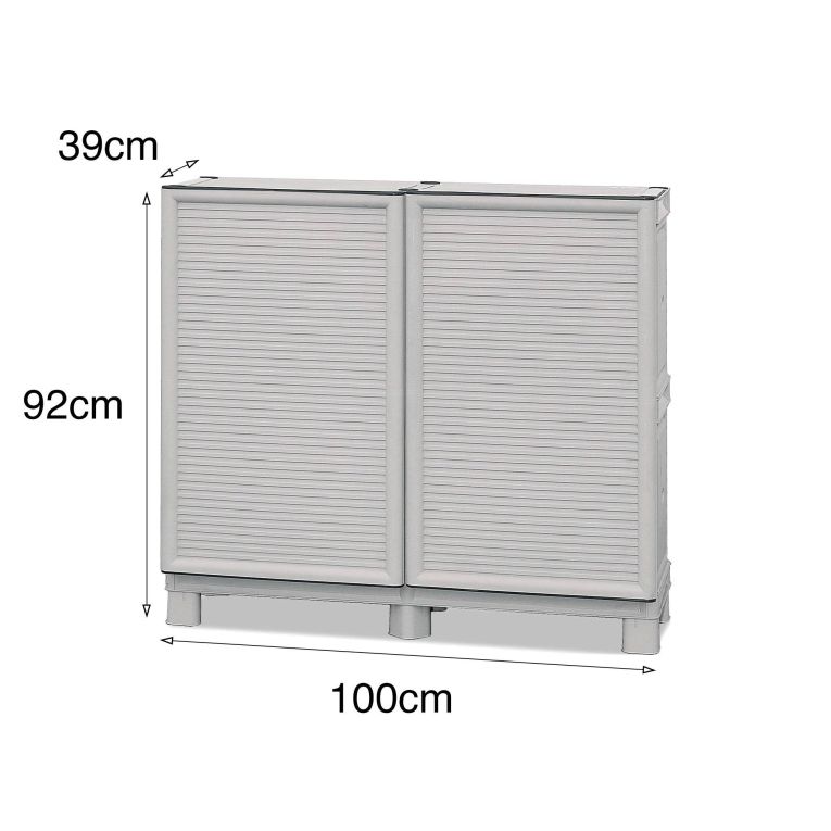 Armadio in plastica 2 ante grigio chiaro 100x92h cm - Arlinda