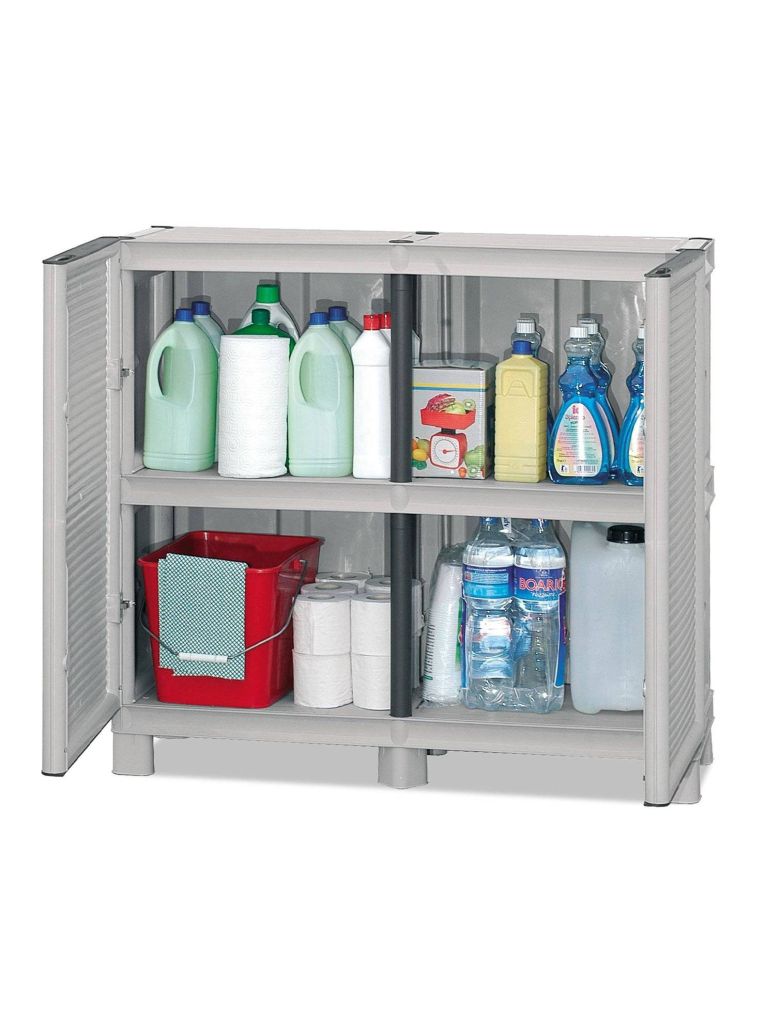 Armadio in plastica 2 ante grigio chiaro 100x92h cm - Arlinda