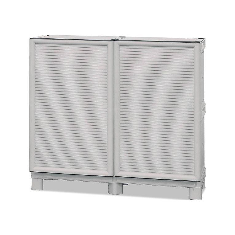 Armadio in plastica 2 ante grigio chiaro 100x92h cm - Arlinda