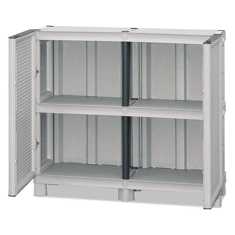 Armadio in plastica 2 ante grigio chiaro 100x92h cm - Arlinda