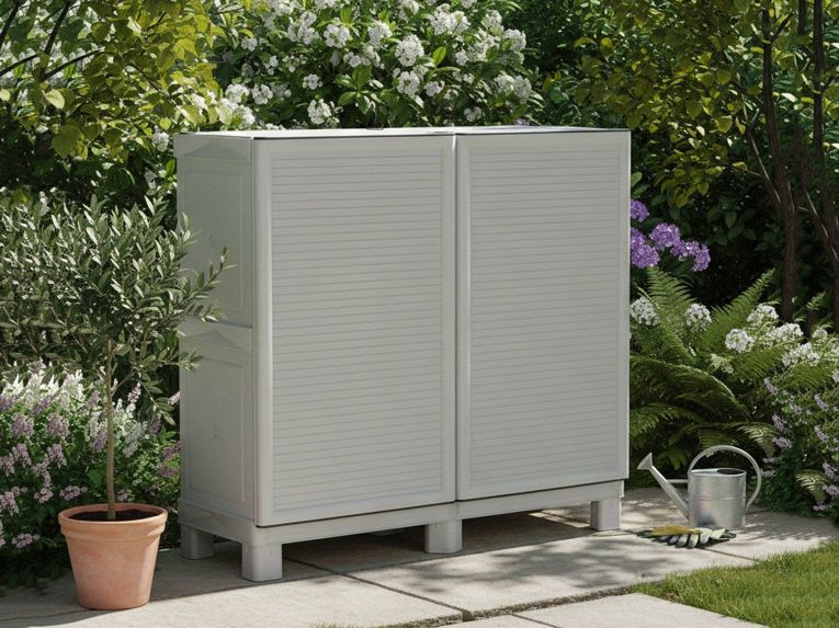 Armadio in plastica 2 ante grigio chiaro 100x92h cm - Arlinda