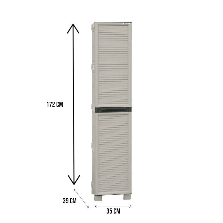 Armadio in plastica 2 ante grigio chiaro 35x172h cm - Achae