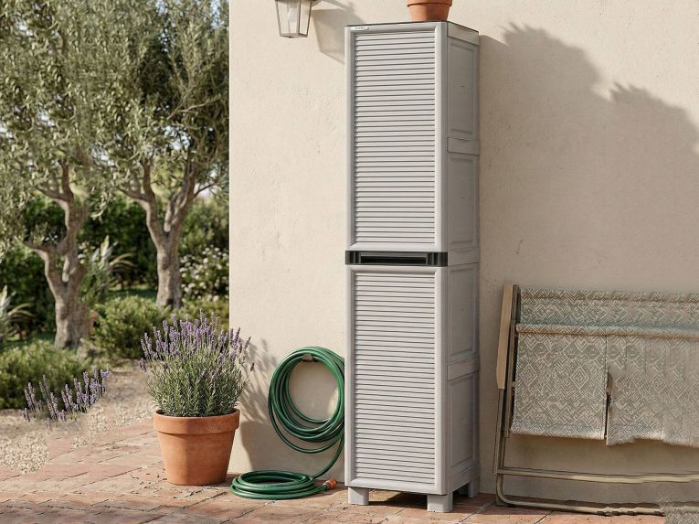 Armadio in plastica 2 ante grigio chiaro 35x172h cm - Achae
