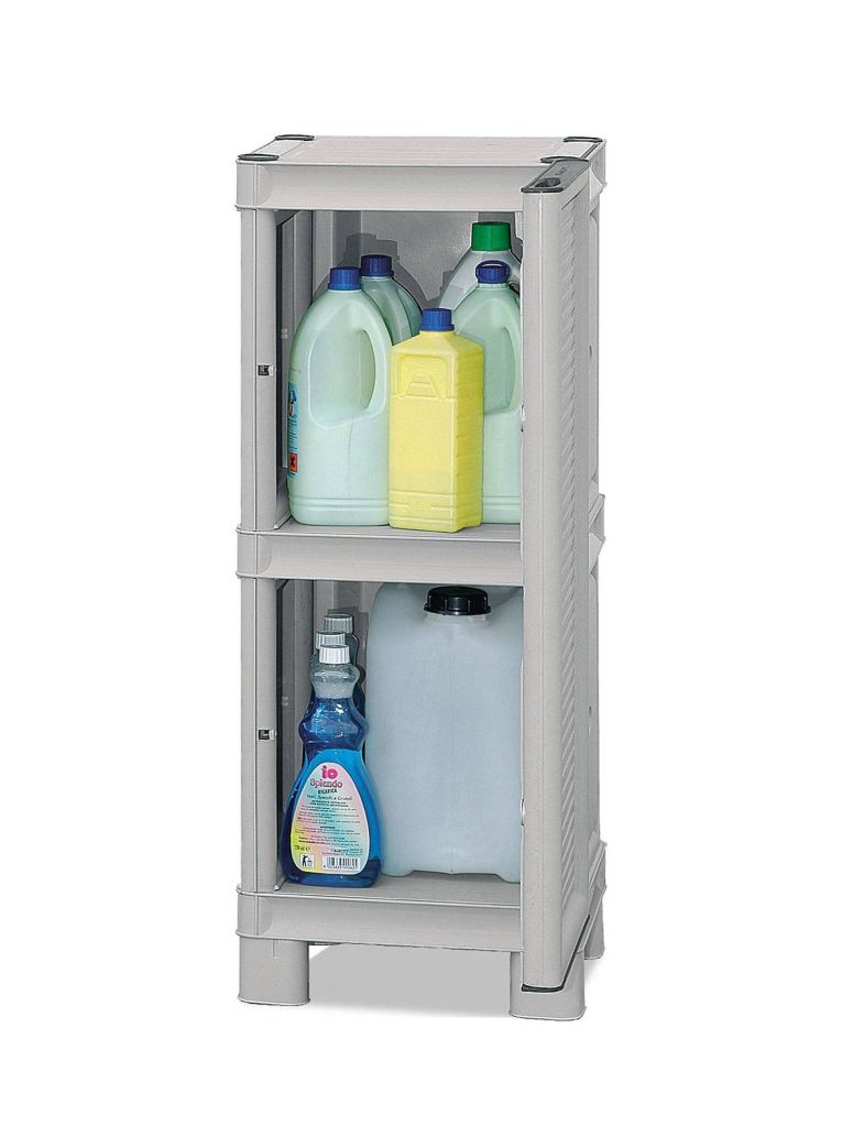 Armadio in plastica 2 ante grigio chiaro 35x92h cm - Arlinda