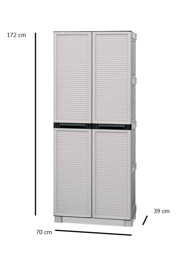 Armadio in plastica 2 ante grigio chiaro 70x172h cm - Achae