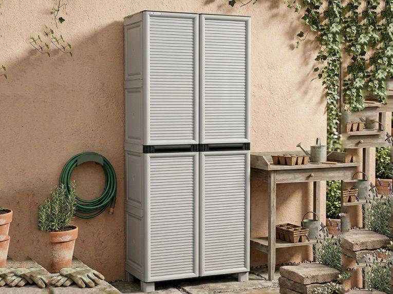 Armadio in plastica 2 ante grigio chiaro 70x172h cm - Achae