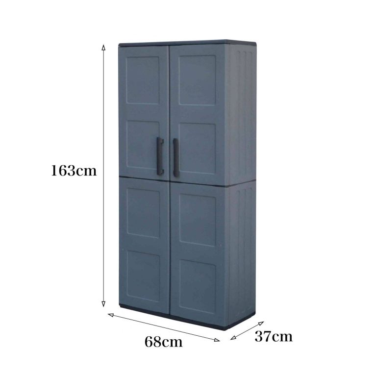 Armadio in plastica 2 ante grigio e nero 68x163h cm - Akina