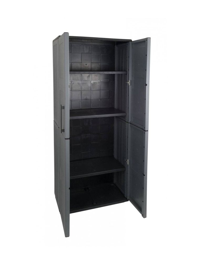 Armadio in plastica 2 ante grigio e nero 68x163h cm - Akina