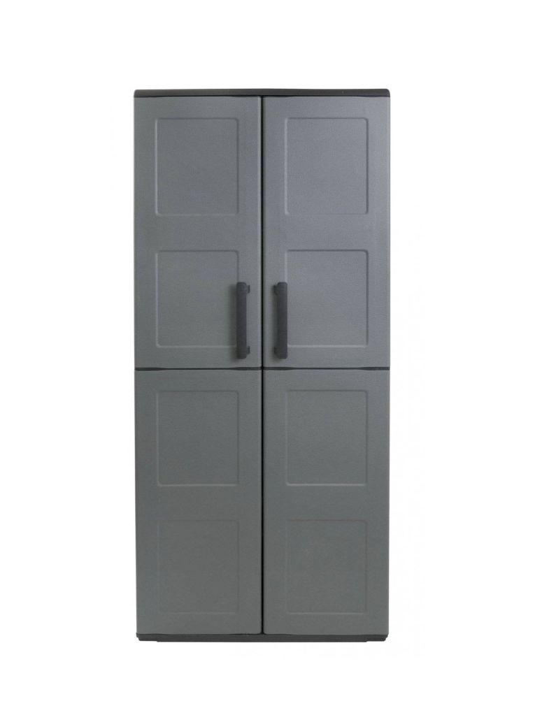 Armadio in plastica 2 ante grigio e nero 68x163h cm - Akina