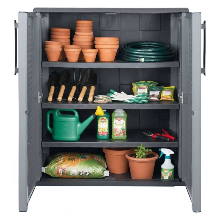 Armadio in plastica 2 ante grigio e nero 68x84h cm - Amordel