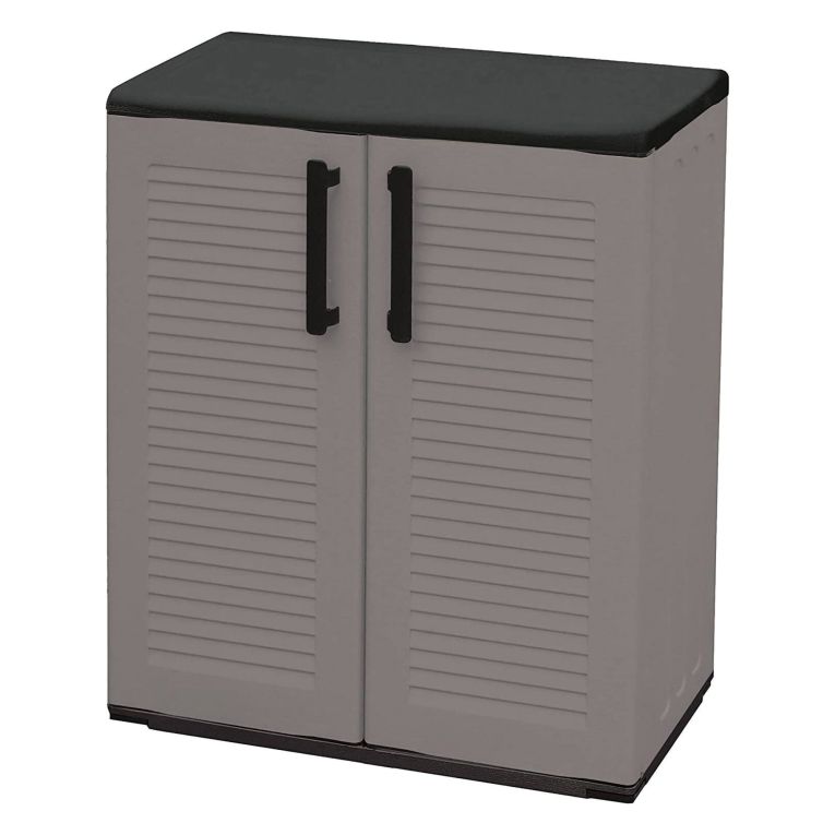 Armadio in plastica 2 ante grigio e nero 68x84h cm - Amordel