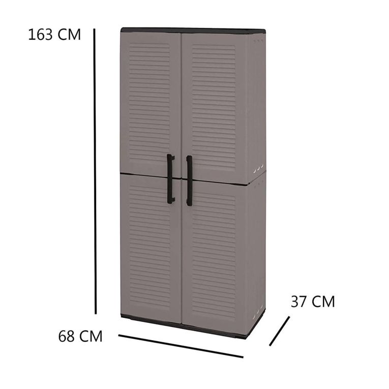 Armadio in plastica impermeabile grigio e nero 68x163h cm - Akina