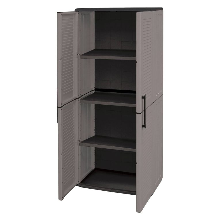 Armadio in plastica impermeabile grigio e nero 68x163h cm - Akina