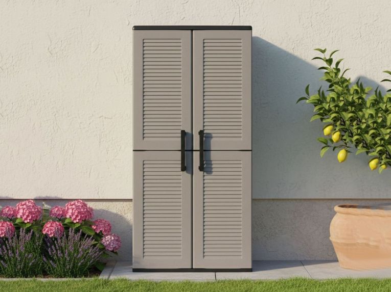 Armadio in plastica impermeabile grigio e nero 68x163h cm - Akina