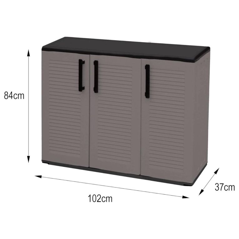 Armadio in plastica minimal 3 ante grigio e nero 102x84h cm - Aranka