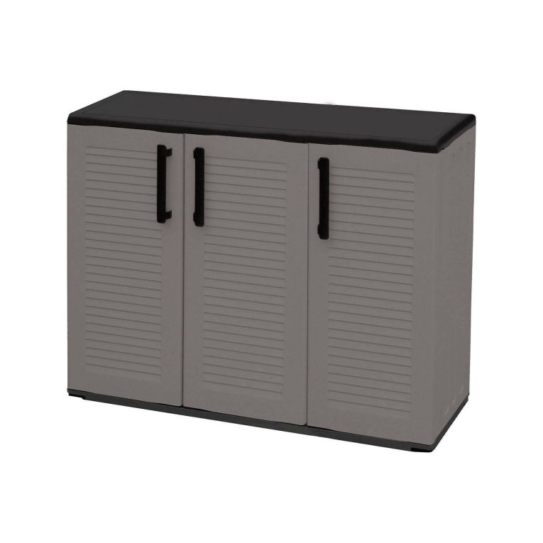 Armadio in plastica minimal 3 ante grigio e nero 102x84h cm - Aranka