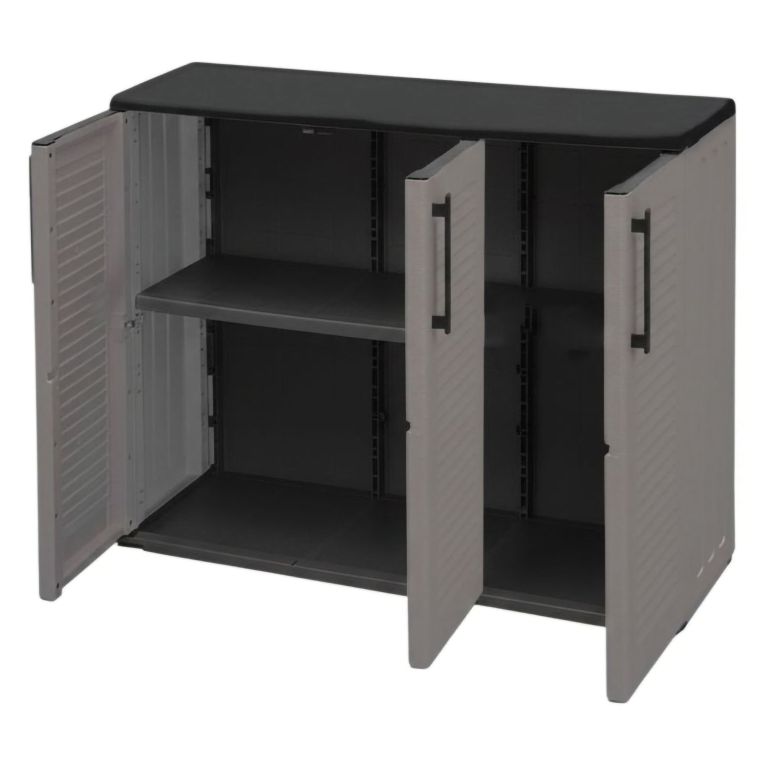 Armadio in plastica minimal 3 ante grigio e nero 102x84h cm - Aranka