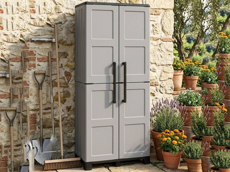 Armadio in plastica resistente raggi UV grigio chiaro e nero 68x169h cm - Askan