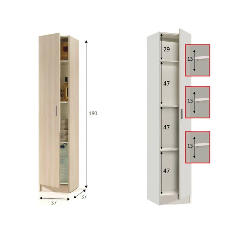 Armadio legno lavanderia 37x180h cm - Alexander