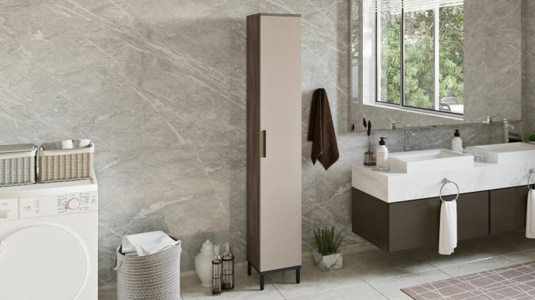 Armadio marrone e antracite slim 29x183h cm - Eusebe