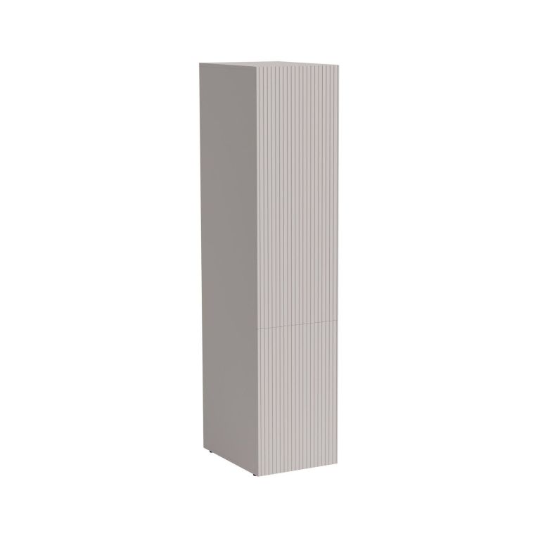 Armadio multiuso 1 anta Abrantes, Mobile multifunzionale con 4 ripiani interni, Finitura effetto cannettato, 45x56 h199 cm, Beige