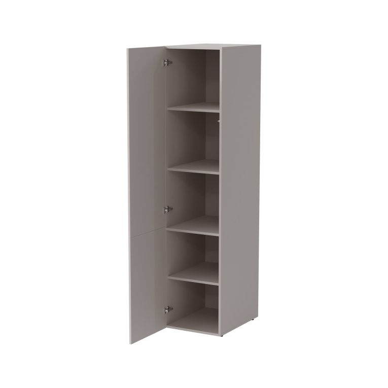 Armadio multiuso 1 anta Abrantes, Mobile multifunzionale con 4 ripiani interni, Finitura effetto cannettato, 45x56 h199 cm, Beige