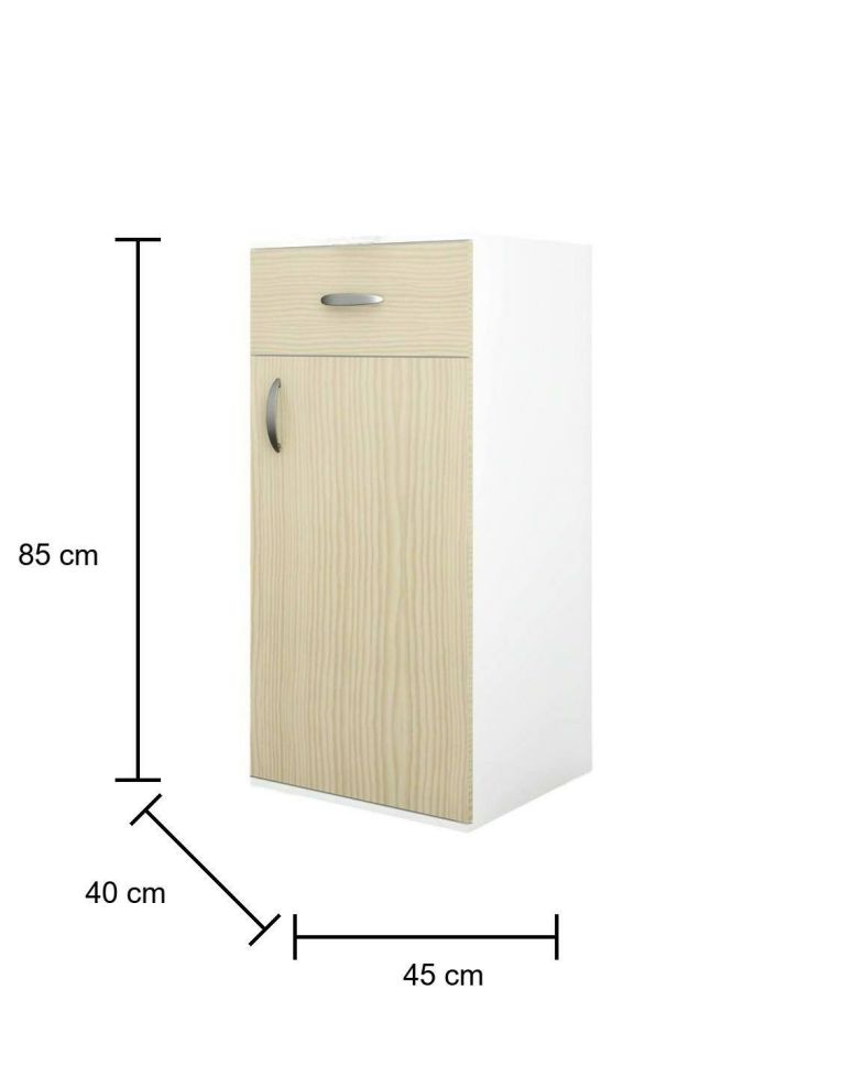 Armadio multiuso 1 anta Basiglio, 45x40h85 cm, Bianco e Rovere