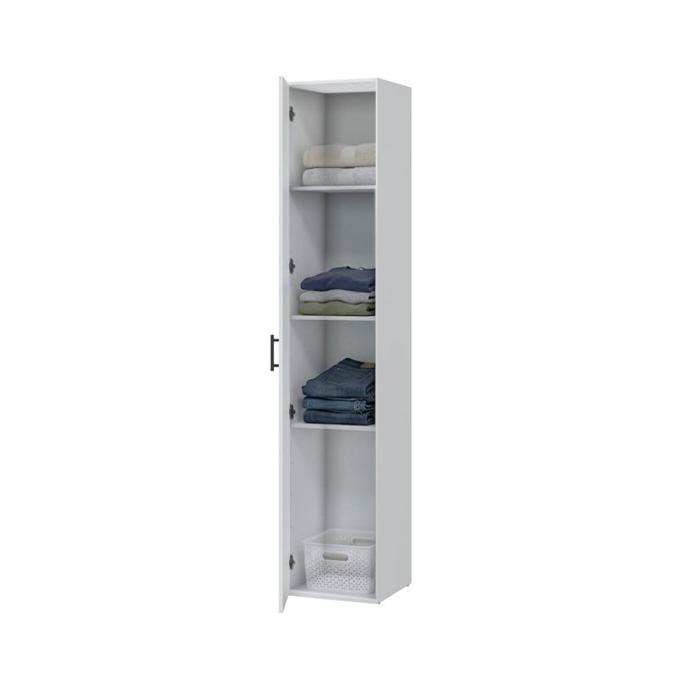 Armadio Multiuso 1 Anta Bianco 2 Ripiani Apertura Battente 41x206h cm, Un'anta - Crucoli
