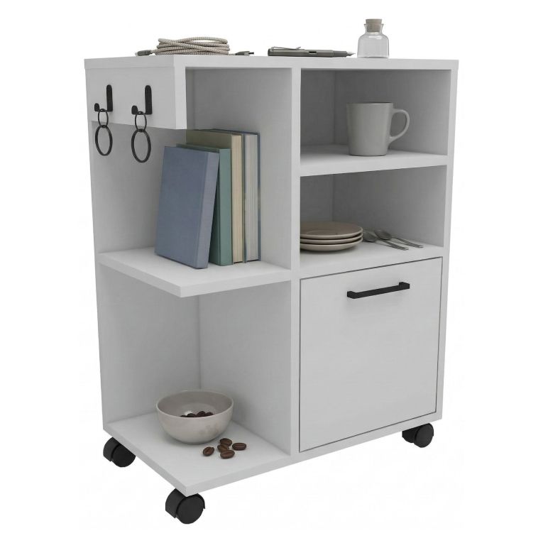 Armadio Multiuso 1 Anta Bianco 5 Ripiani Un'anta 81x60h cm, 5 Vani - Fornelli