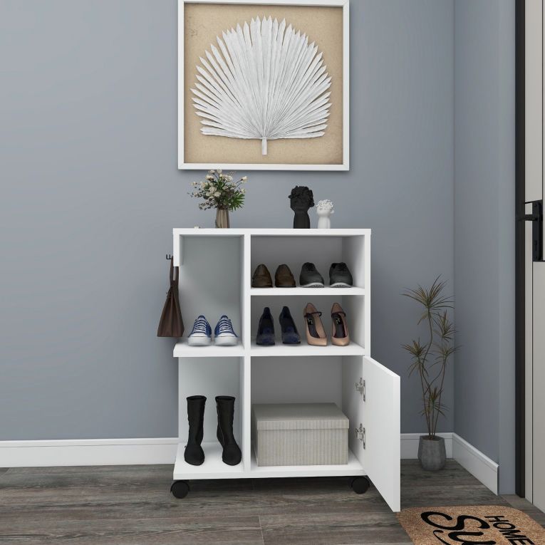 Armadio Multiuso 1 Anta Bianco 5 Ripiani Un'anta 81x60h cm, 5 Vani - Fornelli