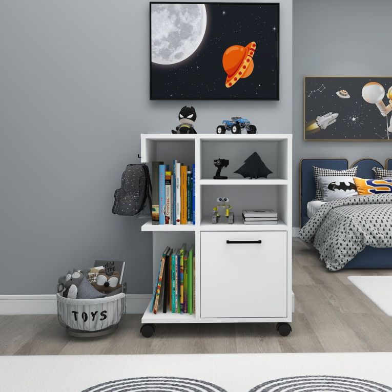 Armadio Multiuso 1 Anta Bianco 5 Ripiani Un'anta 81x60h cm, 5 Vani - Fornelli