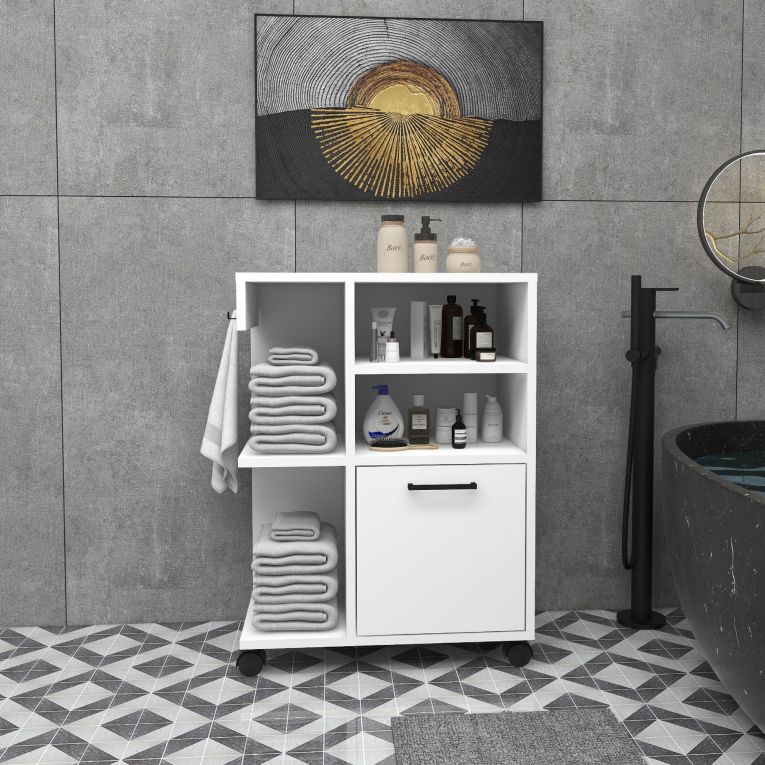 Armadio Multiuso 1 Anta Bianco 5 Ripiani Un'anta 81x60h cm, 5 Vani - Fornelli